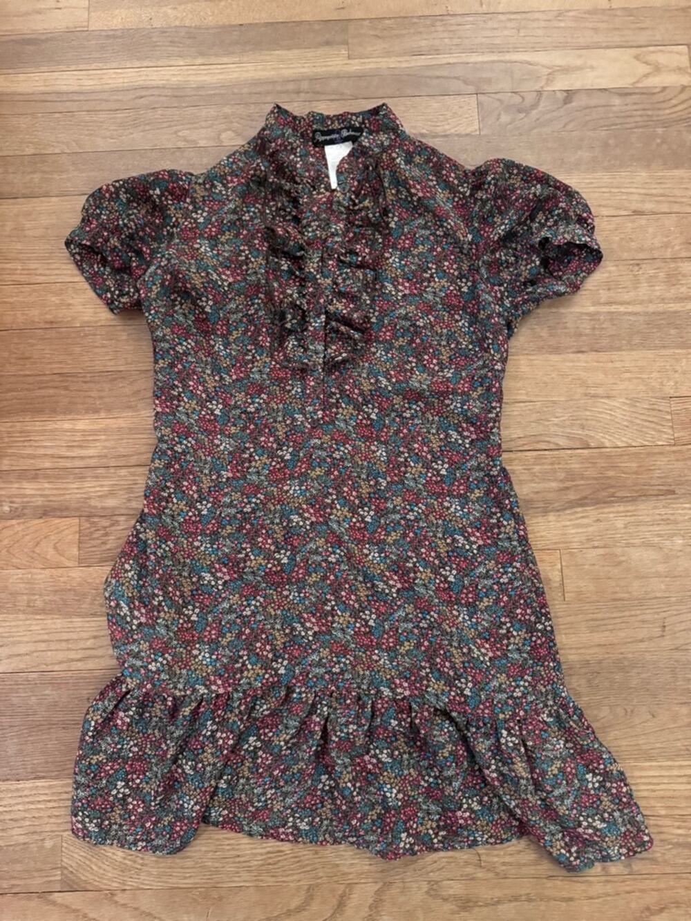 Appropriate Behavior Women's Floral Ruffle Mini Dress - Size 7/8
 b88